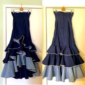 Denim Flamenco Skirt Size S
